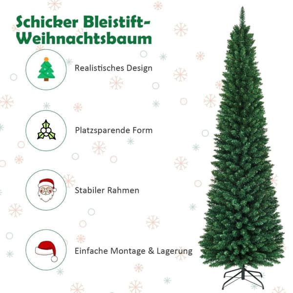 240cm juletre Høykvalitets PVC-nåler Kunstblyantformet juletregrønn