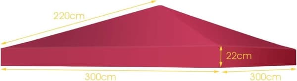 Gazebo ersättningstak solskyddskåpa med kardborrefästen 300 x 300 cm vin