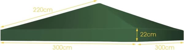 Lysthus erstatningstak solskjermingsdeksel med borrelås 300 x 300 cm mørkegrønn