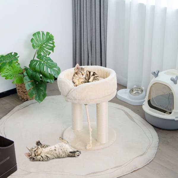 Kattträd kattskrapstolpe med mjukt sits sisaltorn för katter beige