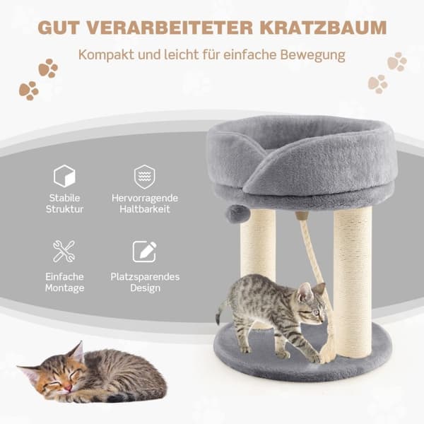 Kattetræ kat kradsestolpe med blødt sæde sisal tårn til katte grå