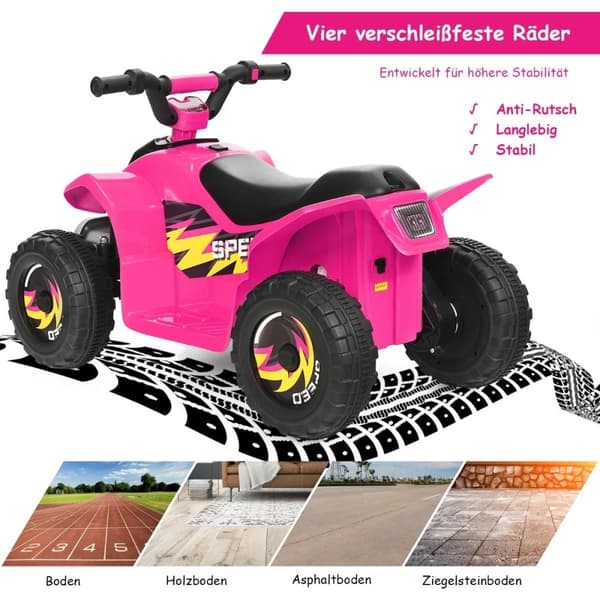 Barnevogn Mini Elektrisk Quad 6V Batteridrevet Quad 2,8-4,6km/t Rosa