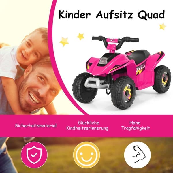 Barnevogn Mini Elektrisk Quad 6V Batteridrevet Quad 2,8-4,6km/t Rosa