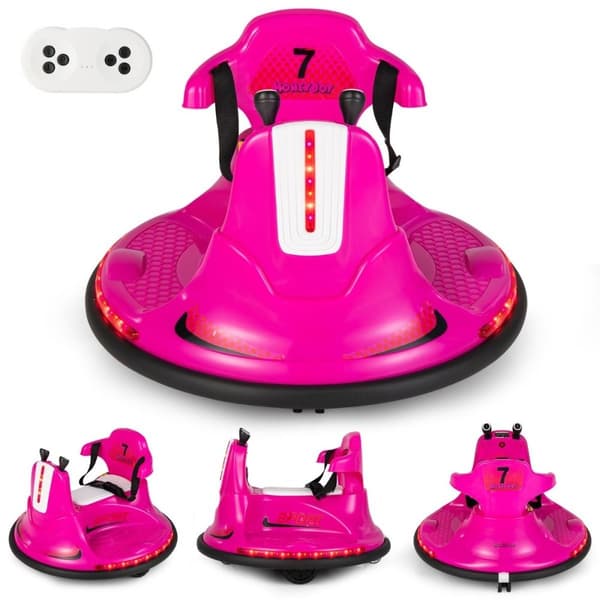 6V børnekofangerbil 360 graders rotation med musik og farverige LED-lys Pink