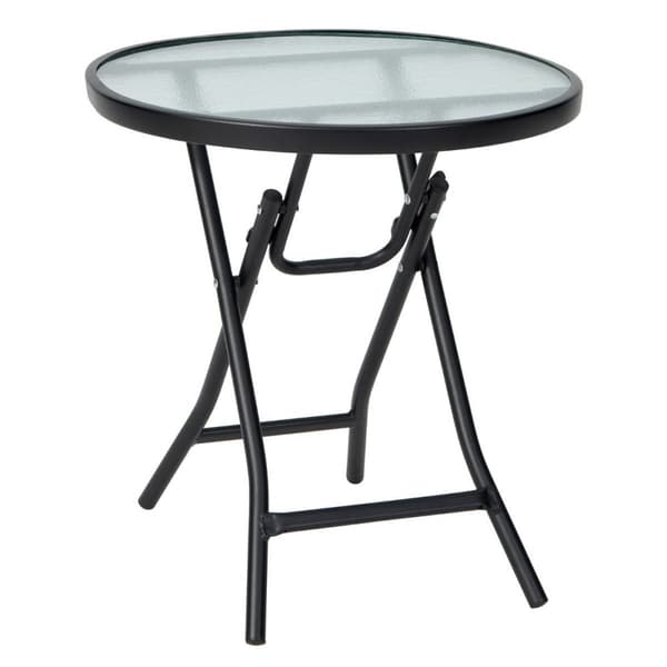Uteplass Spisebord Rundt glassbord med herdet glassplate 46,5 x 46,5 x 47,5 cm Svart