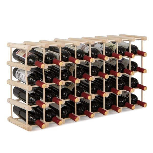 Vinstativ i tre, flaskestativ, vinstativ for 36 flasker, flaskestativ, vinflaskeholder, naturell