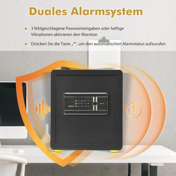 Turvallinen elektroninen kassakaappi digitaalisella näppäimistöllä 45 L tallelokero 36 x 31 x 41 cm musta
