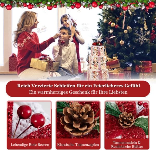 Julklappsförpackningar Set med 3 upplysta presentförpackningar med bågar LED-lampor 6H Timer