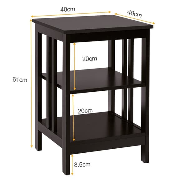 3 niveauer II formet sengebord sidebord med hylde og opbevaringsplads 40 x 40 x 61 cm kaffe