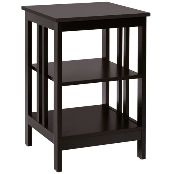 3 niveauer II formet sengebord sidebord med hylde og opbevaringsplads 40 x 40 x 61 cm kaffe