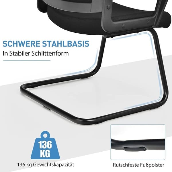 Mesh kontorstol med ryggstøtte kan holde opptil 136 kg 60 x 54,5 x 94 cm svart