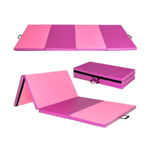 Gymnastikmatta med avtagbart fodral i konstläder 240 x 117 x 5 cm röd + rosa