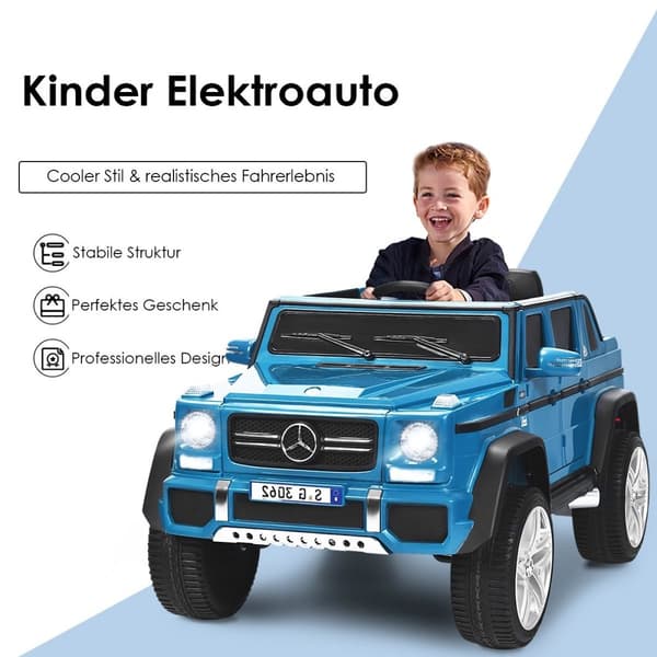 12 V Licenseret Mercedes-Benz Maybach Batteridrevet Jeep med affjedring 115 x 67 x 57 cm Blå
