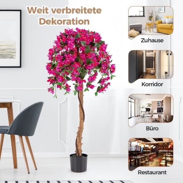 135 cm kunstigt træ med blomster kunstig plante i potte Kunstigt træ med azalea blomster