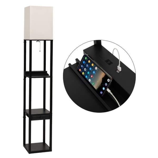 Modern hylla golvlampa Dimbar golvlampa med låda 26 x 26 x 159,5 cm