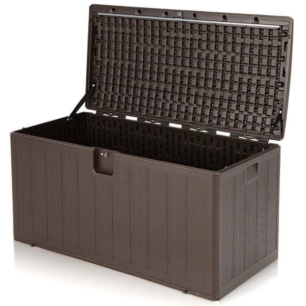 Stor oppbevaringsboks med kapasitet på 400 L Solbeskyttet kiste 127,5 x 64 x 64 cm Brun