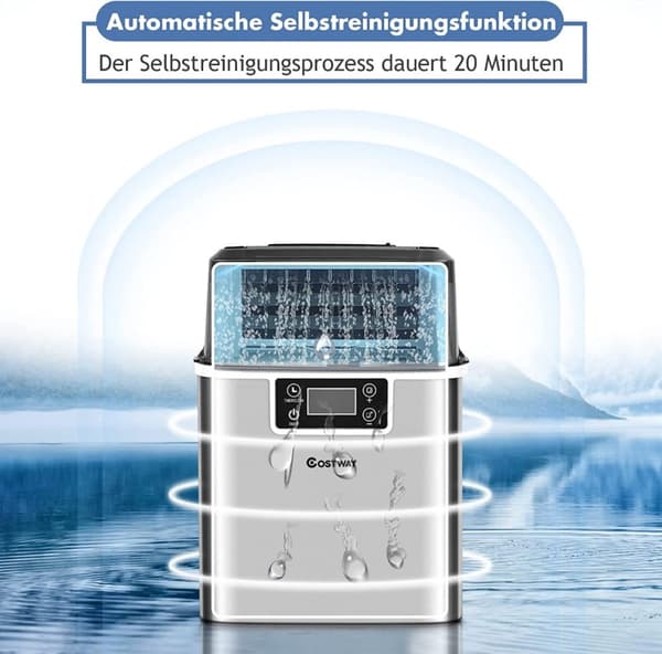 3,2 L ismaskin för isbitsmaskin med ett inloppshål upptill 25 x 36 x 38 cm silver