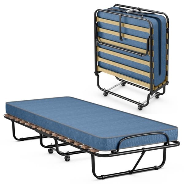 Sammenleggbar seng med madrass Bærbar og sammenleggbar gjesteseng 190 x 80 x 33 cm Blå laget i Italia Opprinnelse: Italia