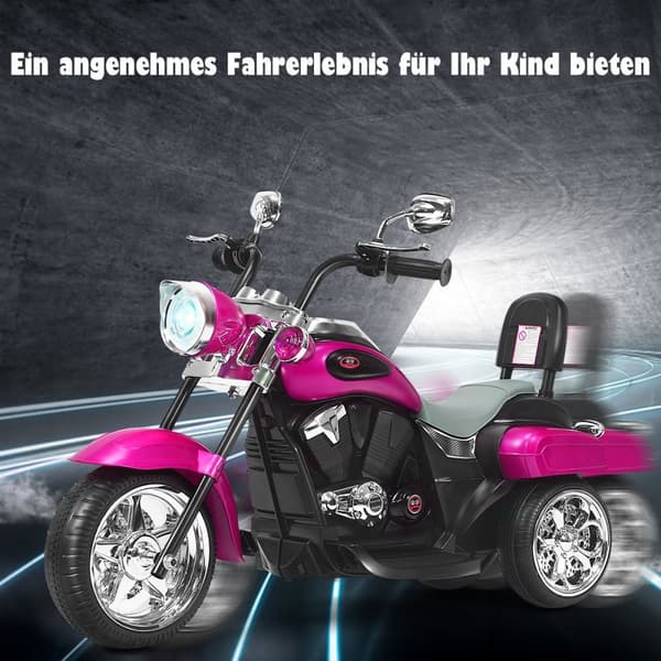 6 V elektrisk motorsykkel Batteridrevet motorsykkel med musikk 91 x 48 x 64 cm Rosa Rød