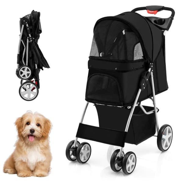 Hundeklapvogn kæledyrsvogn op til 15 kg 81 x 45 x 101 cm sort