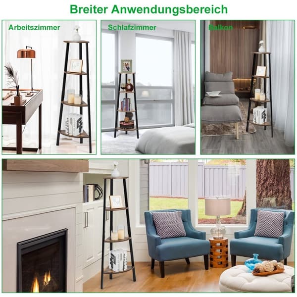 Industriell hjørnehylle plantehylle med 4 nivåer 34 x 34 x 124,5 cm brun + svart