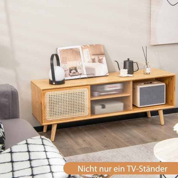 TV-skap Moderne TV-stativ for TV opp til 55 tommer 120,5 x 31 x 45,5 cm naturlig