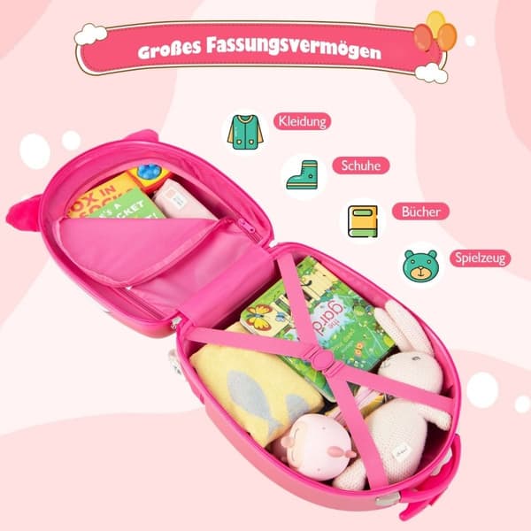 Rullekuffert Hard Shell Håndbagage til børn 33 x 22 x 45 cm Pink