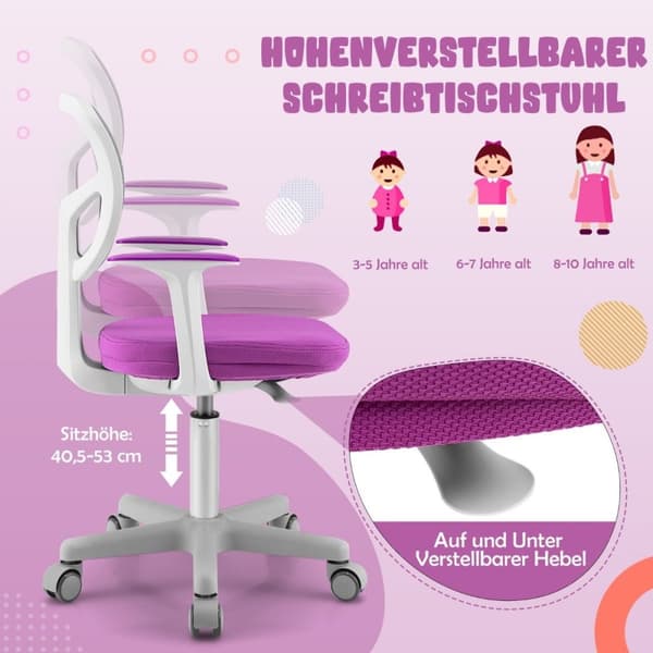 Barnbordsstol Barndatorstol med justerbar höjd Grön Lila