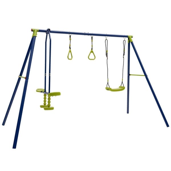 Børnegynge 3-i-1 metalgyngestativ 278 x 142 x 177 cm
