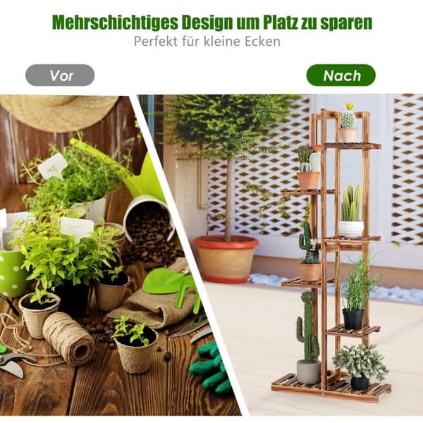 Blomsterhylde 6-lags plantestativ i træ 50 x 21 x 124 cm brun