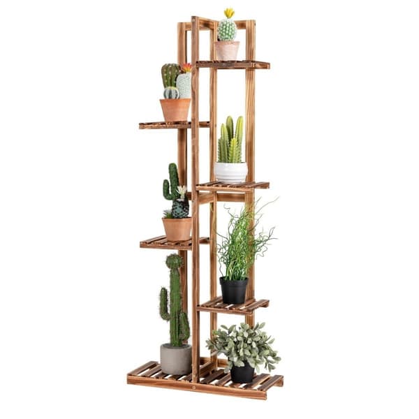 Blomsterhylde 6-lags plantestativ i træ 50 x 21 x 124 cm brun