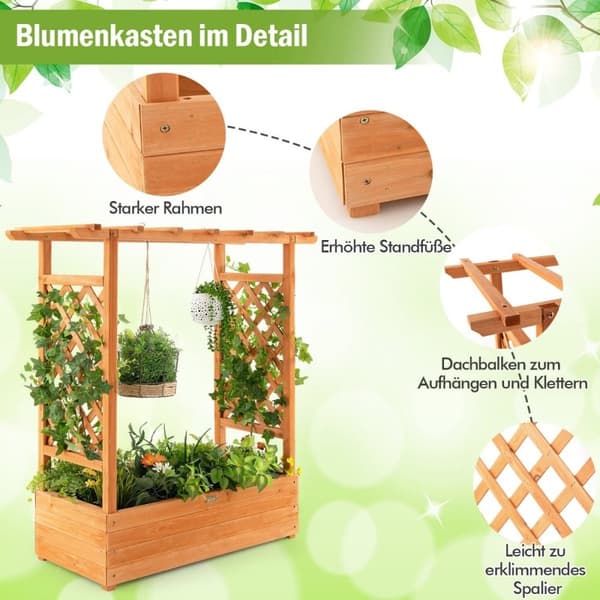 Høyseng med buet espalier og hengende tak 110 x 44 x 113,5 cm oransje