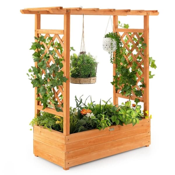 Høyseng med buet espalier og hengende tak 110 x 44 x 113,5 cm oransje