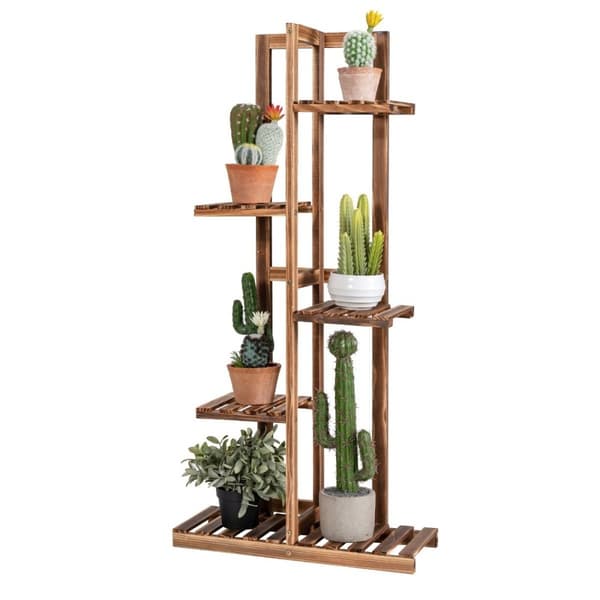 Blomhylla 5-vånings växtställ i trä 50 x 21 x 103 cm brun