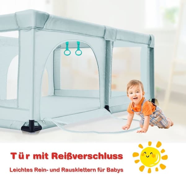 Babykravlegård med 50 legebolde kravlegård med net og lynlås 120 x 190 cm blå