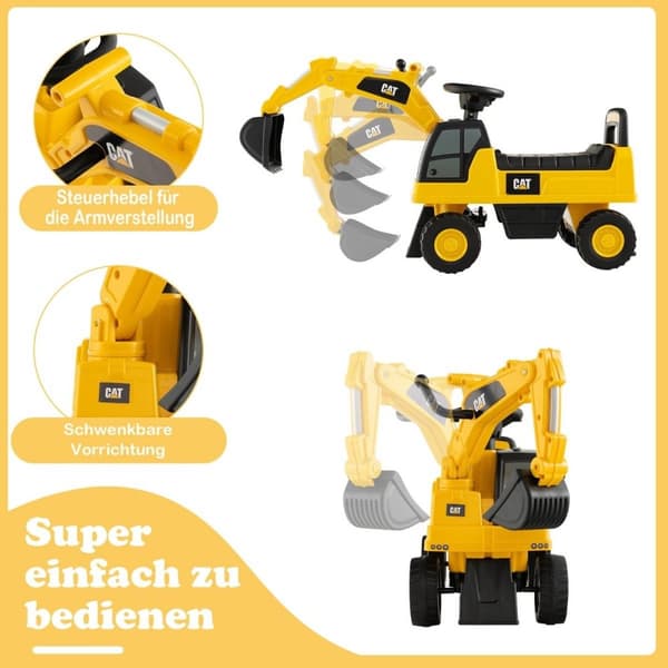 Barnes ryddespade funksjonell gravemaskin leke med spade gravemaskin 74 x 30 x 54 cm gul