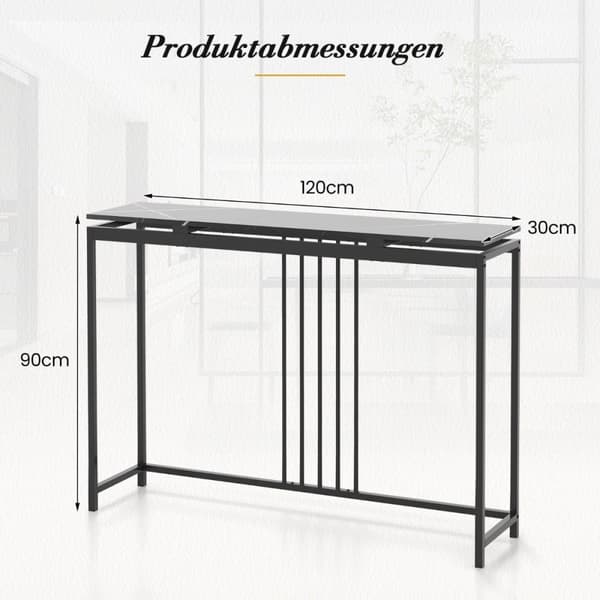 Konsolipöytä sohvapöytä tekomarmorista 120 x 30 x 90 cm musta