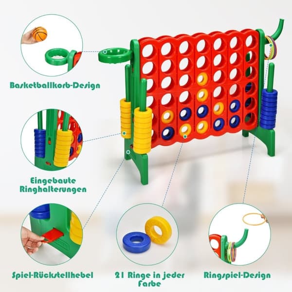 Stort 4-i-rad Jumbo 4-i-rad-set 84 x 33 x 79 cm röd + grön