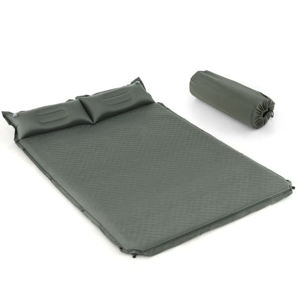 Självuppblåsande Campingmatta Bekväm utomhusliggmatta 186 x 130 x 4cm Grön