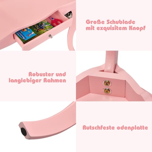 Sminkebord sminkebord og krakksett for barn 70 x 34 x 103 cm rosa