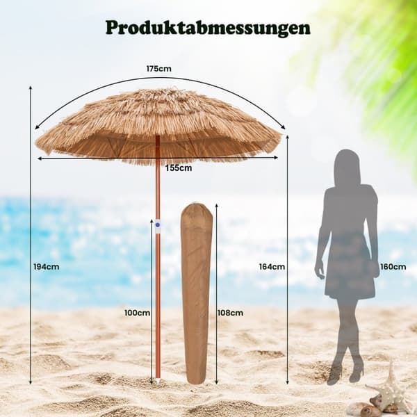 Hawaiian Beach Paraply med Bärväska & Tilt Design Bord Paraply 175 cm