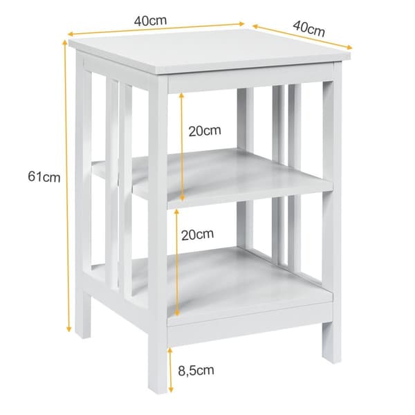 3-lags nattbord Sofabord Sofabord for soverom 40 x 40 x 61 cm Hvit