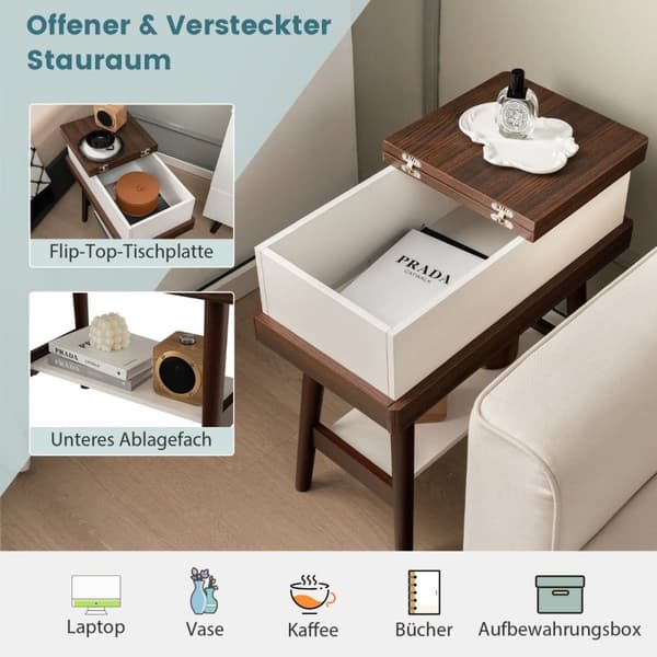 Sammenleggbar sofabord med 180° sammenleggbar topp 60 x 30 x 60 cm mørkebrunt