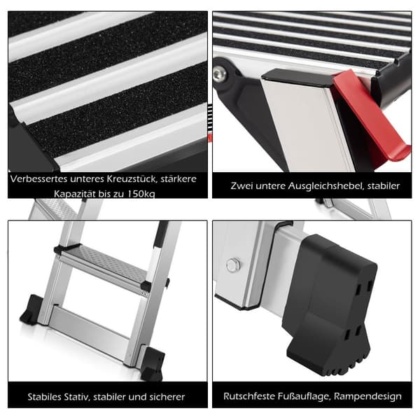 Sammenleggbar arbeidsbenk i aluminium med anti-skli matter 126 x 52,5 x 49,5 cm sølv