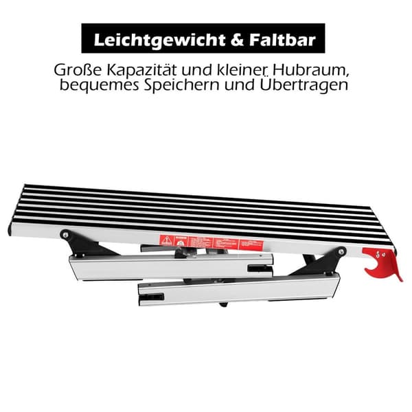 Sammenleggbar arbeidsbenk i aluminium med anti-skli matter 126 x 52,5 x 49,5 cm sølv