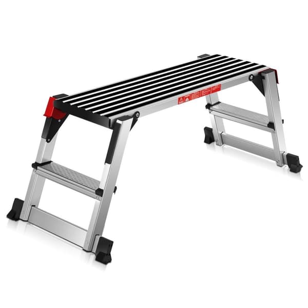 Sammenleggbar arbeidsbenk i aluminium med anti-skli matter 126 x 52,5 x 49,5 cm sølv