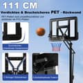Miniatyrbild 1 av 5: Basketställning 245-305 cm höjdjusterbar basketkorg med ställ svart