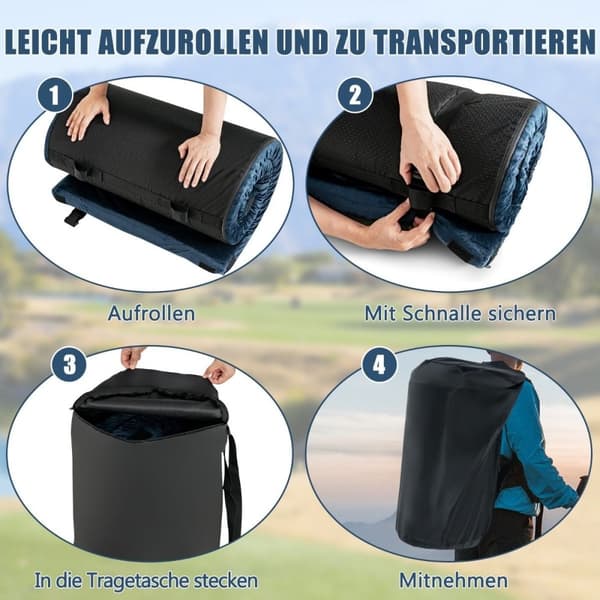 Liggunderlag camping campingmadrass av memory foam 183 x 62,5 x 6,5 cm blå