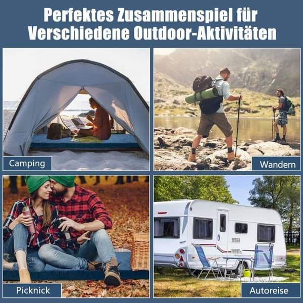 Liggunderlag camping campingmadrass av memory foam 183 x 62,5 x 6,5 cm blå