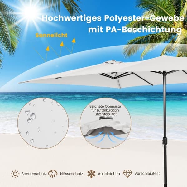 Dubbelparasoll 426 x 265 cm rektangulärt parasoll UV-skydd beige